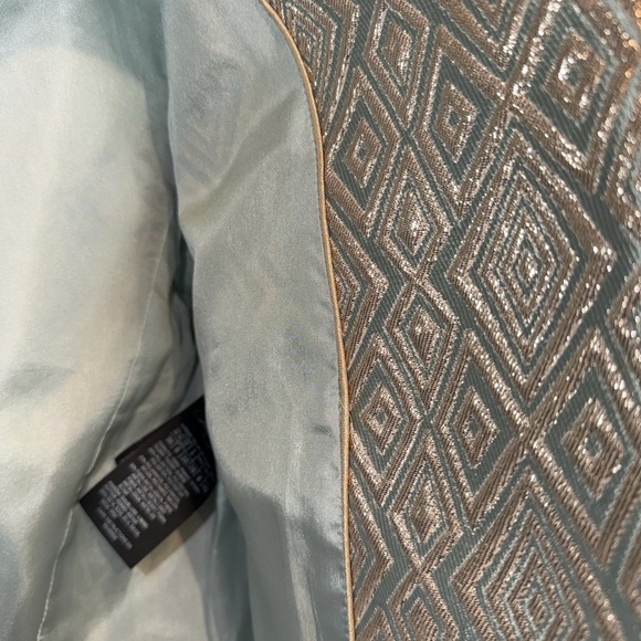 Max Mara Pianoforte Metallic Brocade Silk-Lined Jacket | Silver Blue | Sz 6 - Picture 13 of 14